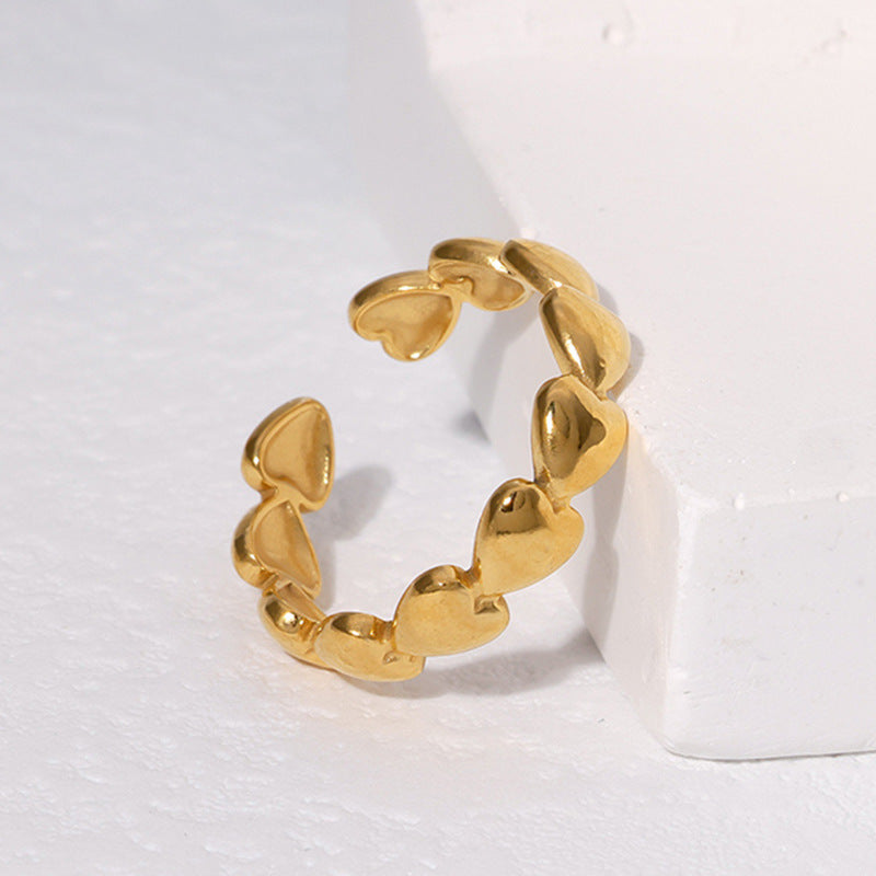 Sweet Heart Shape 304 Stainless Steel 18K Gold Plated Rings