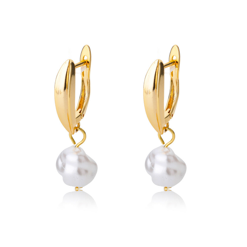 freshwater pearl copper zircon drop earrings