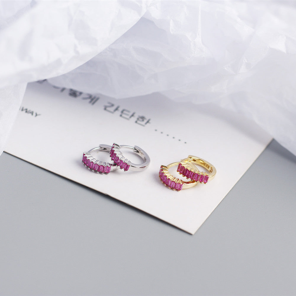 925 Sterling Silver Gem Geometric Studs