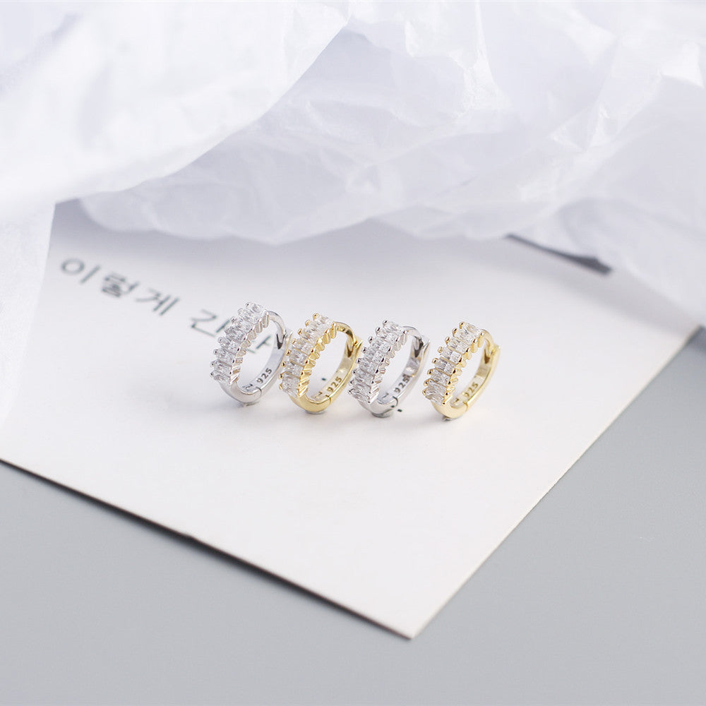 925 Sterling Silver Gem Geometric Studs