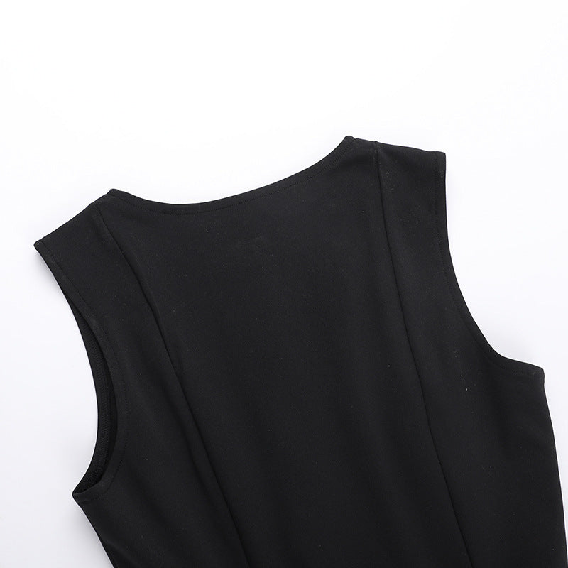 Round neck button down mini dress