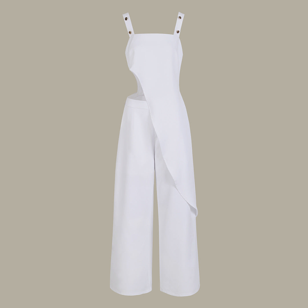Solid color asymmetric Jumpsuit
