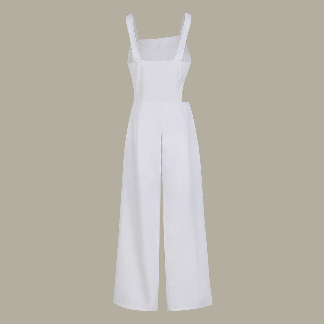 Solid color asymmetric Jumpsuit