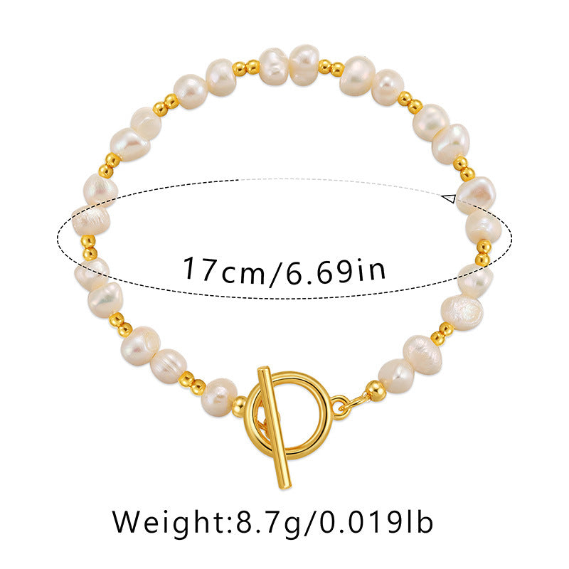Freshwater pearl copper 18k gold plated bracelets