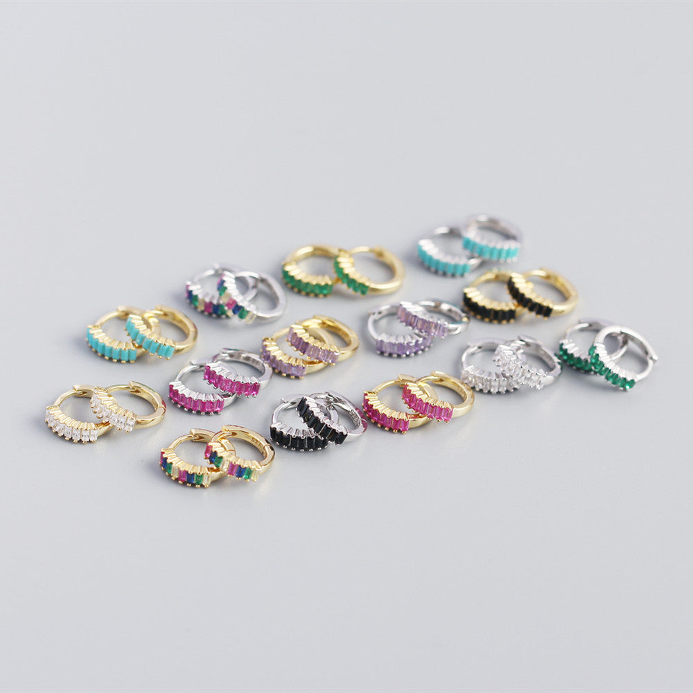 925 Sterling Silver Gem Geometric Studs
