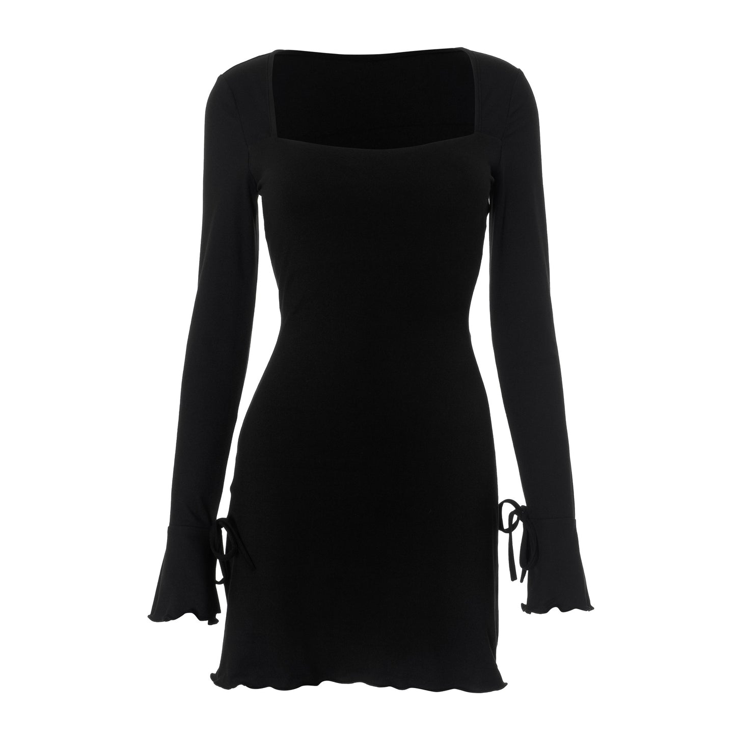 Square Neck Bowknot Long Sleeve mini dress