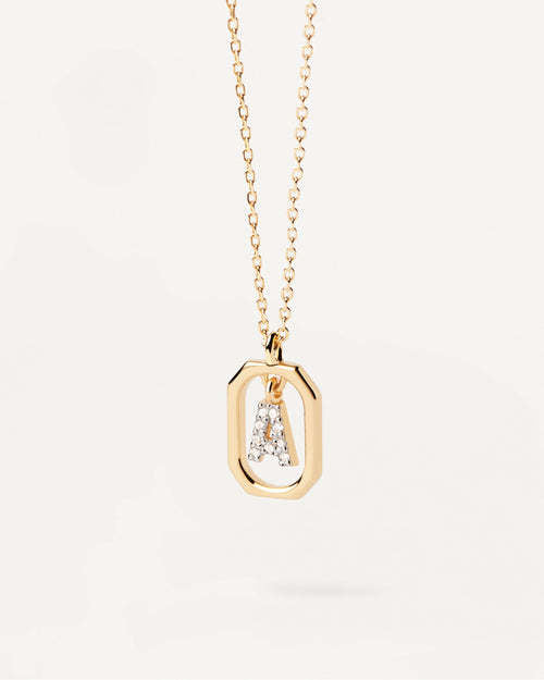 925 Sterling Silver Zircon letter pendant Necklace