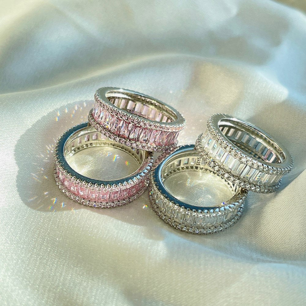 925 Sterling Silver Zircon Geometric Rings