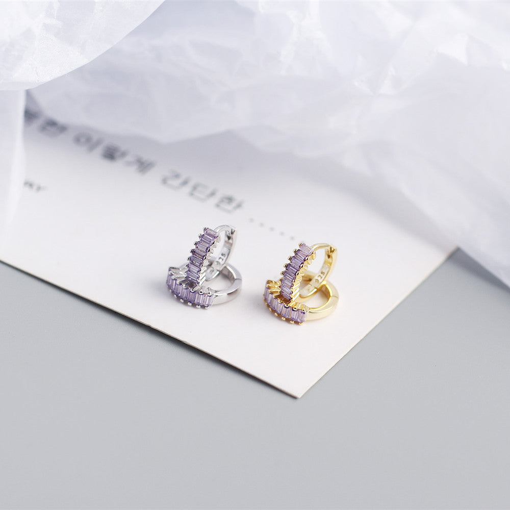 925 Sterling Silver Gem Geometric Studs