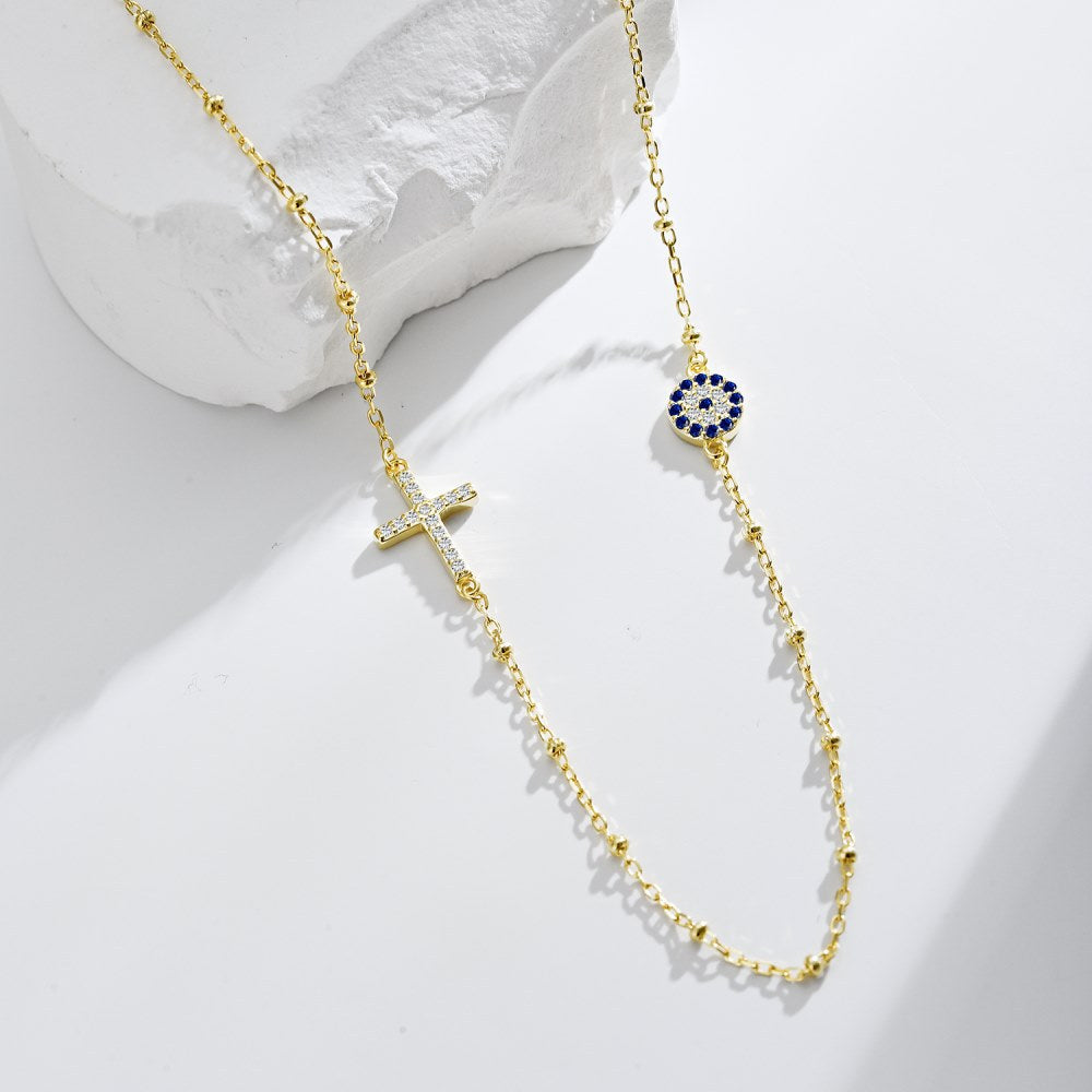 925 Sterling Silver Chain Devil'S Eye Pendant Necklace