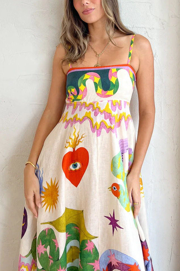 Nature printed strapless maxi dress
