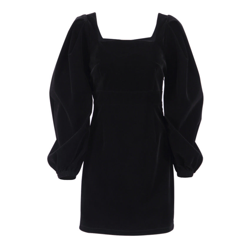 Diva puffy sleeve squared neck mini dress