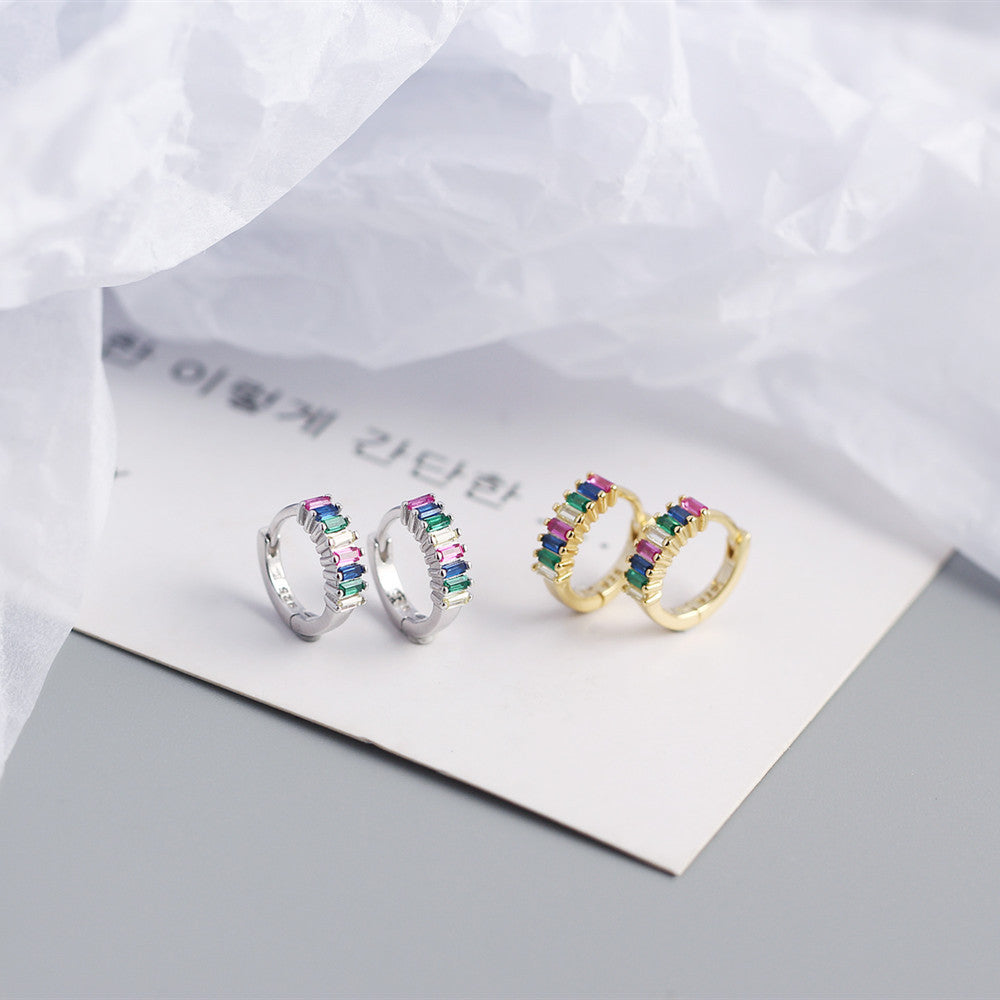 925 Sterling Silver Gem Geometric Studs