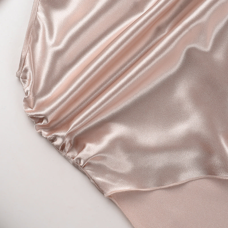 Side slit halter satin dress