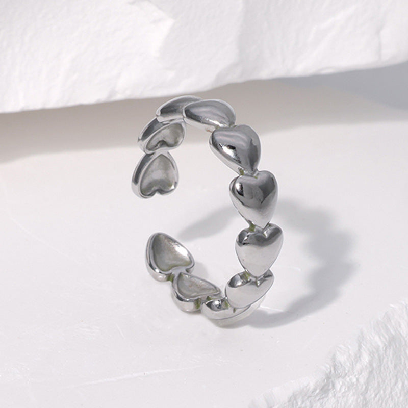 Sweet Heart Shape 304 Stainless Steel 18K Gold Plated Rings