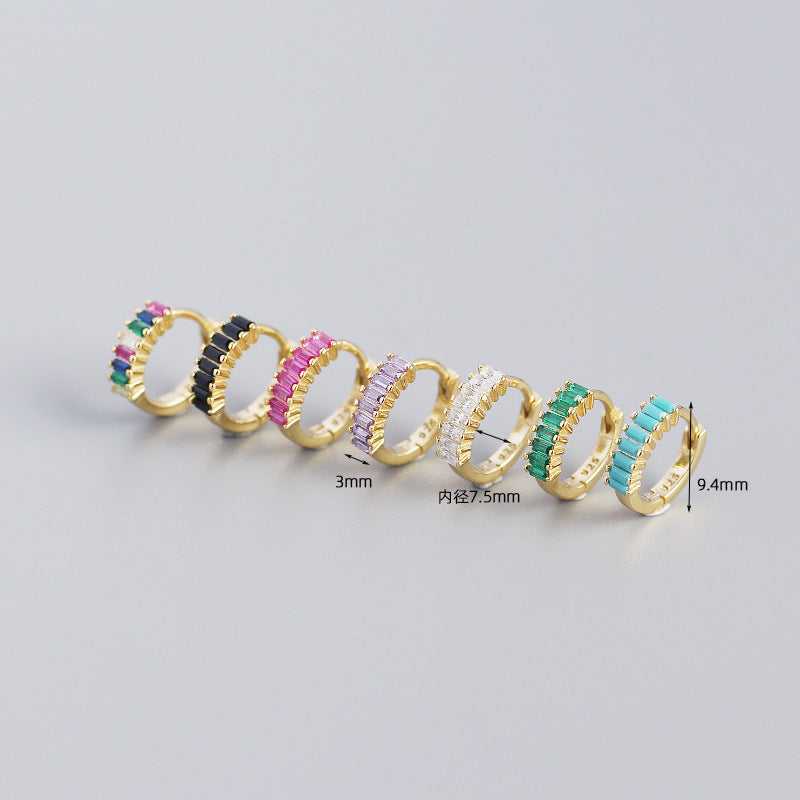 925 Sterling Silver Gem Geometric Studs
