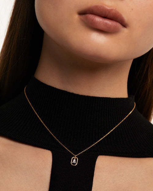 925 Sterling Silver Zircon letter pendant Necklace