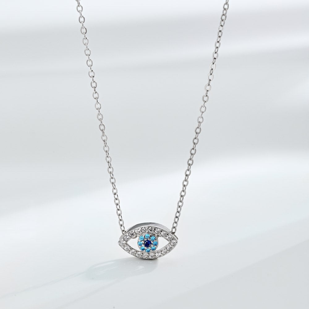 925 Sterling Silver Chain Devil'S Eye Pendant Necklace