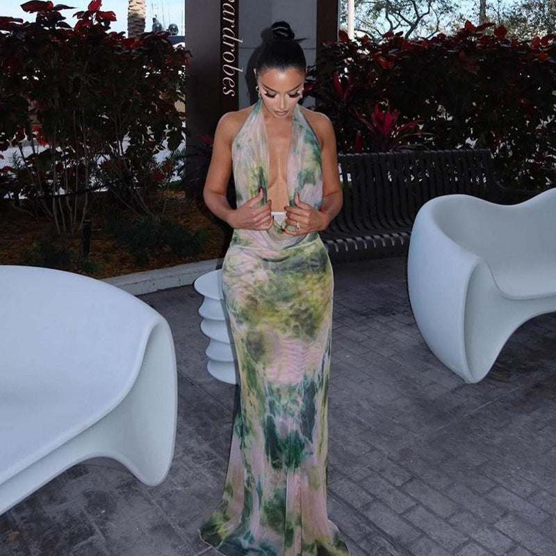 Spicy green halter dress