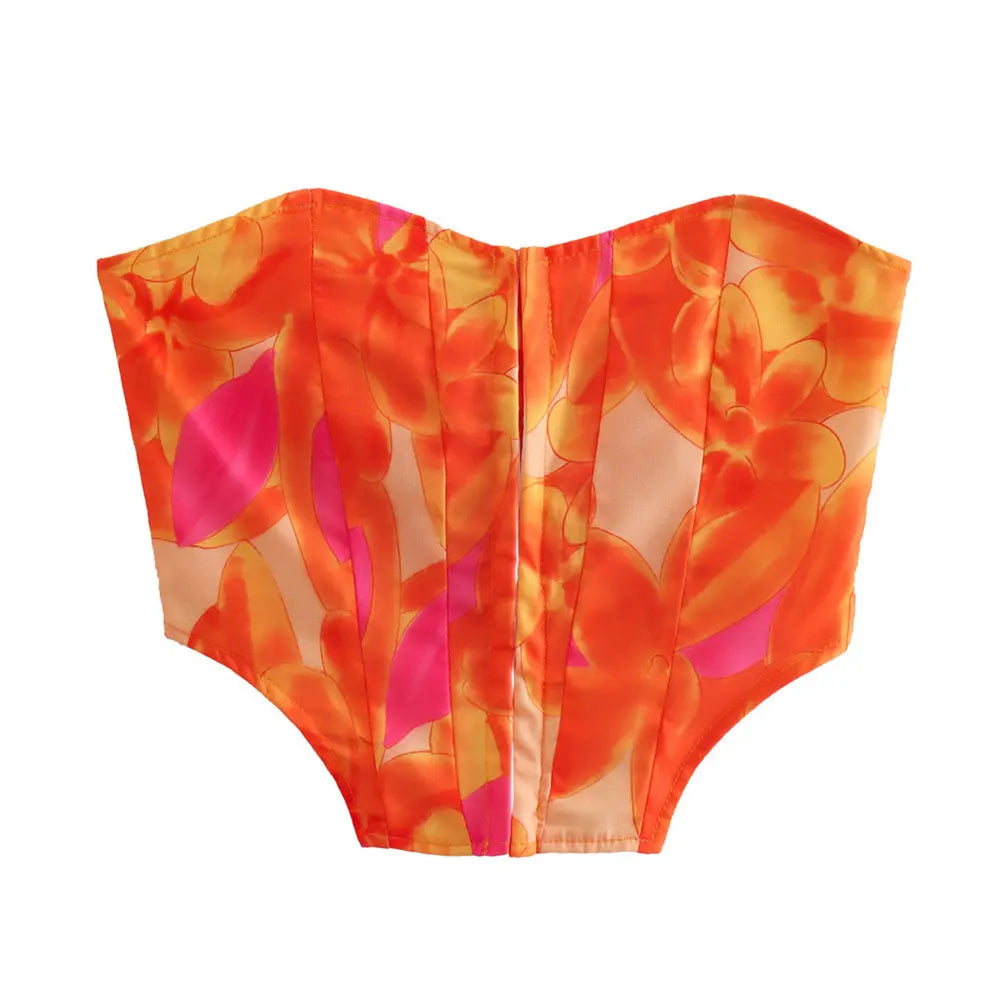 Printed two piece strapless set