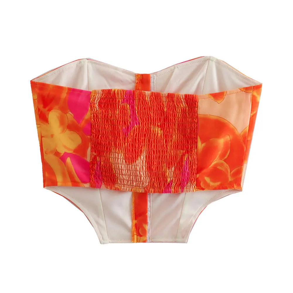 Printed two piece strapless set