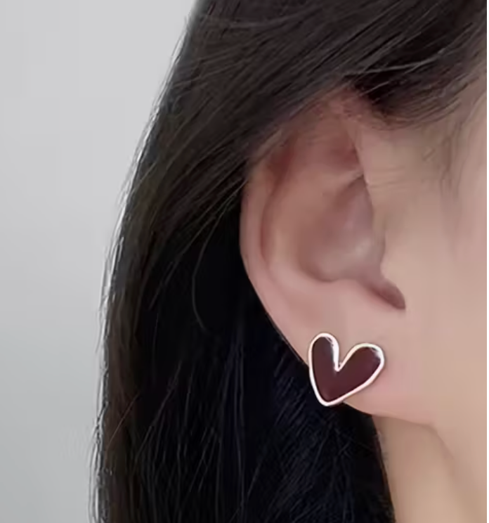 Sweet Red Heart Studs