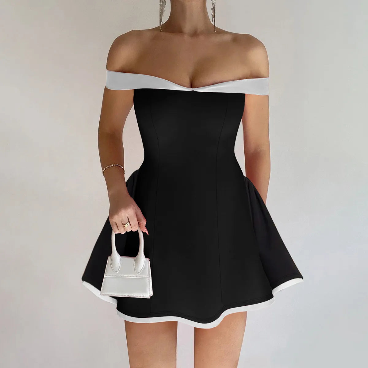 Chantelia Black and white mini classy dress