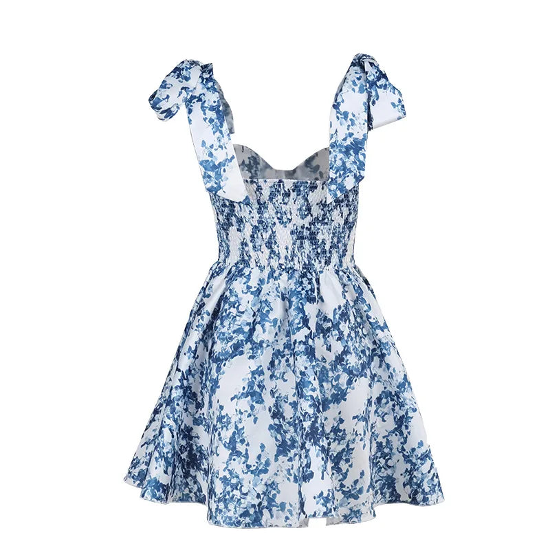 Rumi printed sweet heart neck mini dress