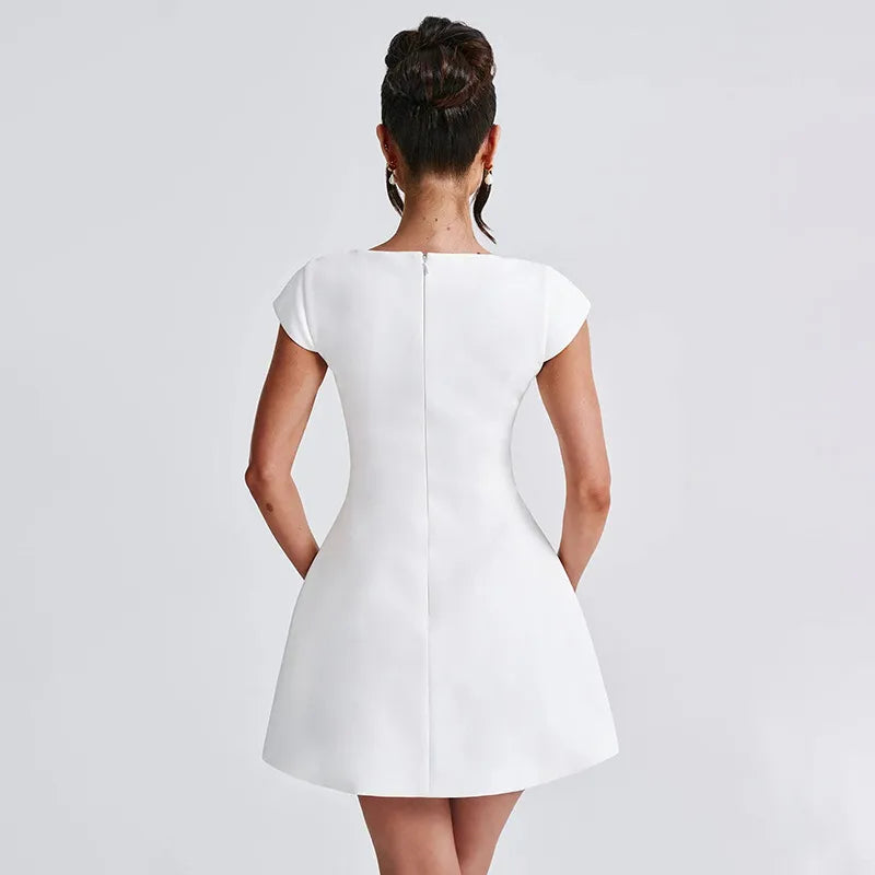 Holly square neck puffy flair mini dress