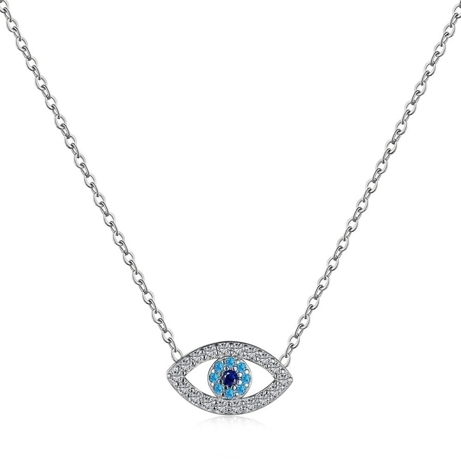 925 Sterling Silver Chain Devil'S Eye Pendant Necklace