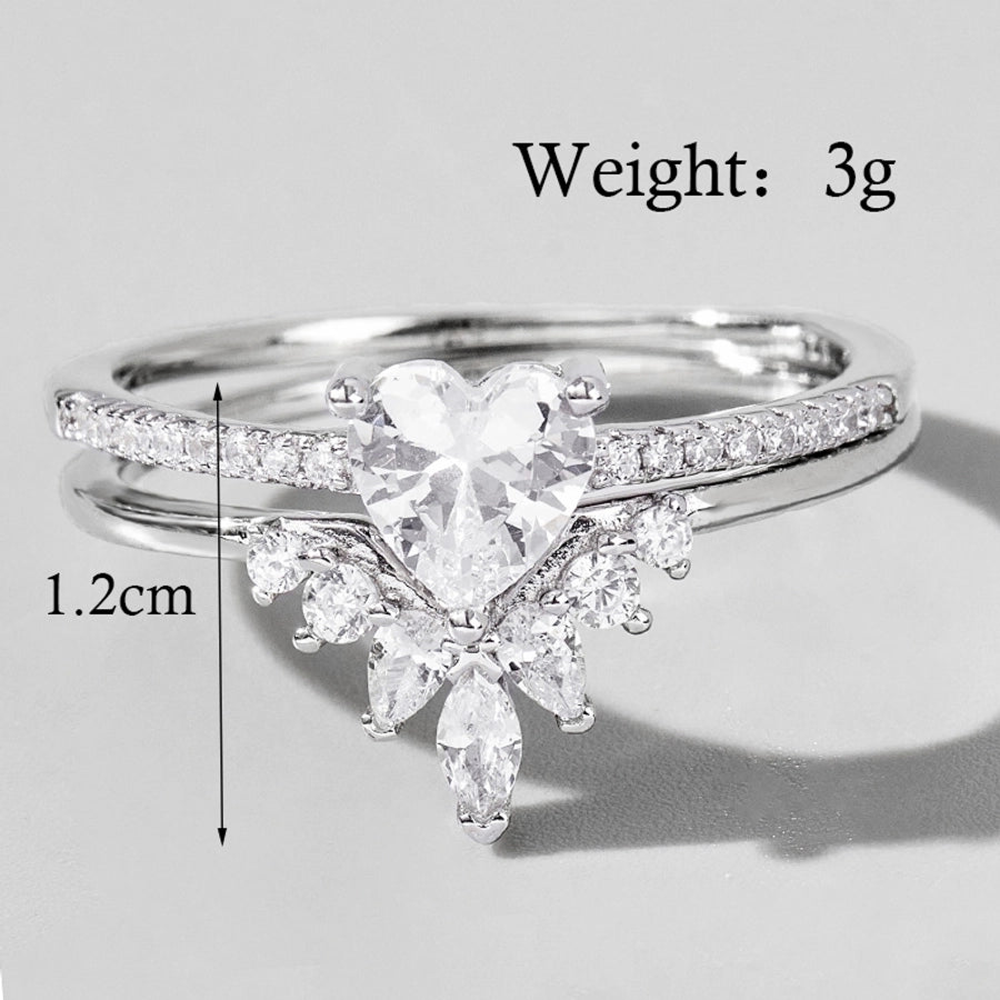 White Gold Plated 925 Sterling Silver Zircon Solid Color Rings