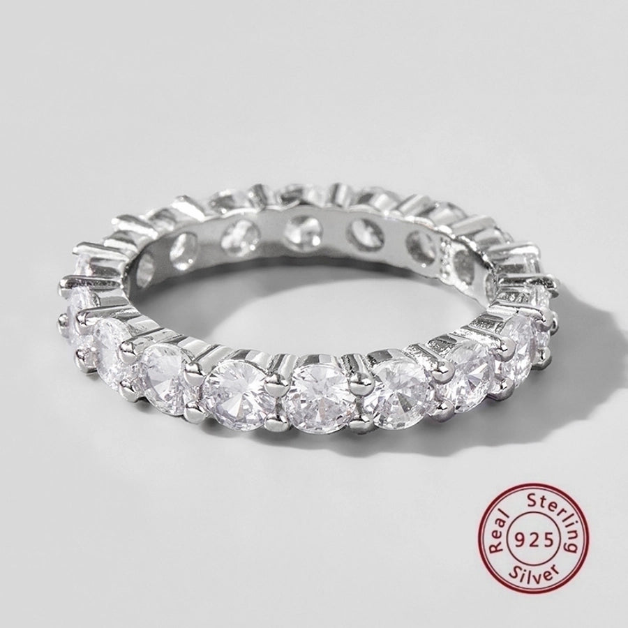 White Gold Plated 925 Sterling Silver Zircon Solid Color Rings