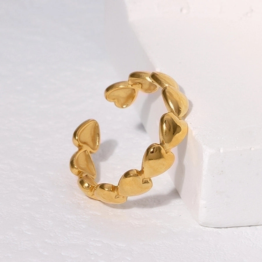 Sweet Heart Shape 304 Stainless Steel 18K Gold Plated Rings