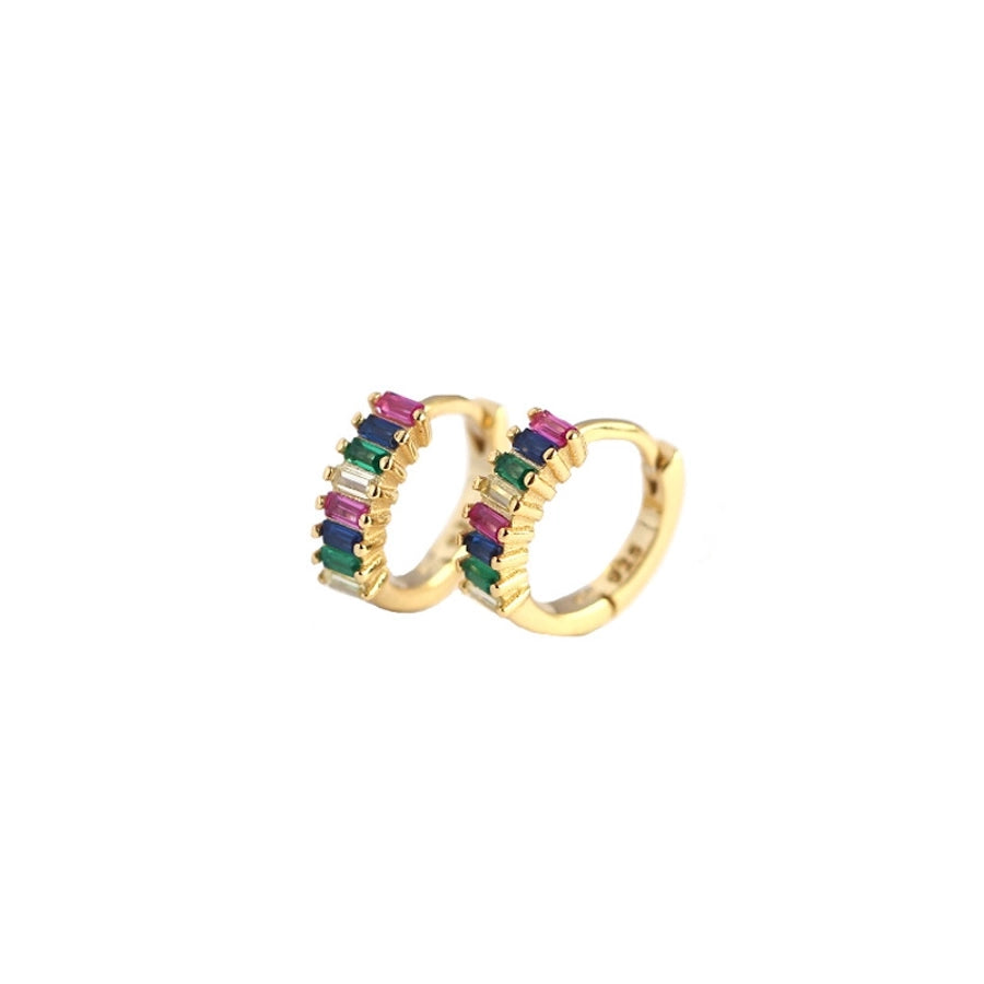 925 Sterling Silver Gem Geometric Studs