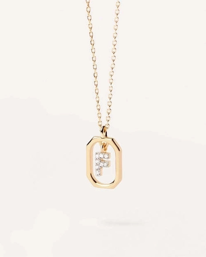 925 Sterling Silver Zircon letter pendant Necklace