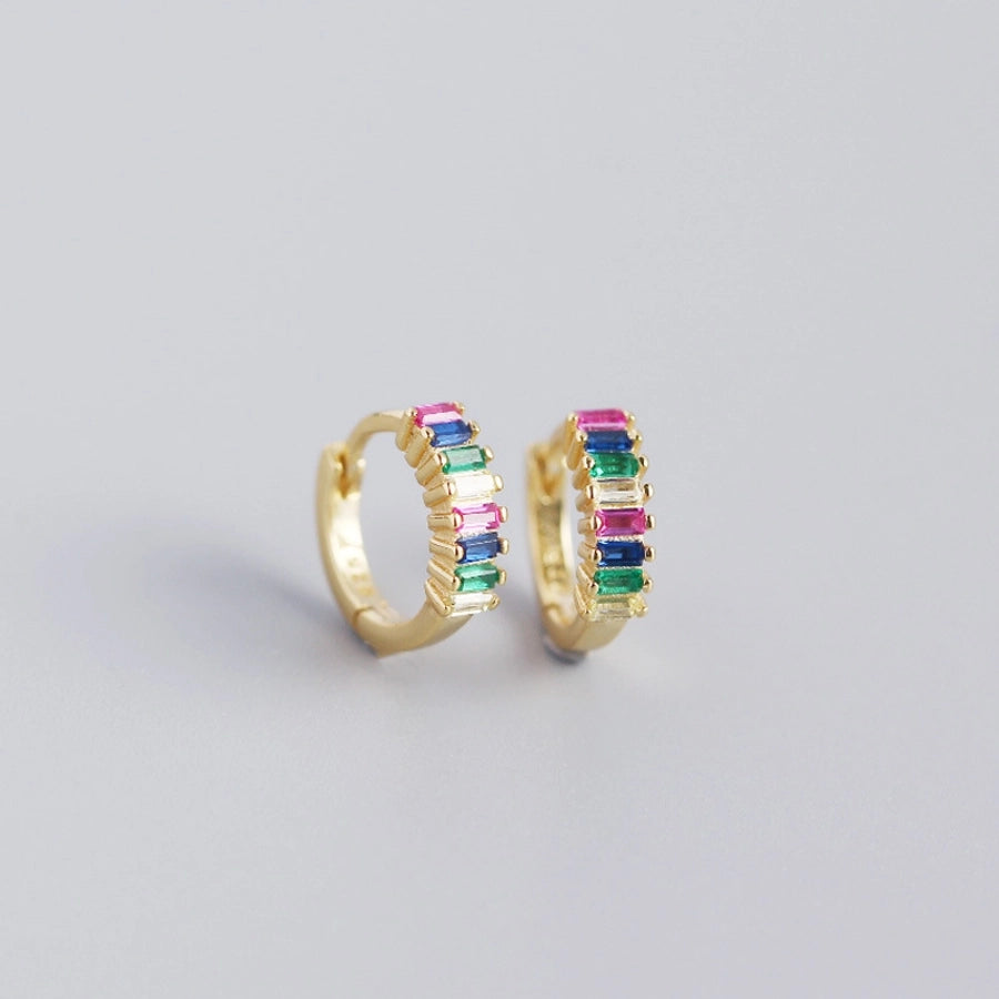 925 Sterling Silver Gem Geometric Studs