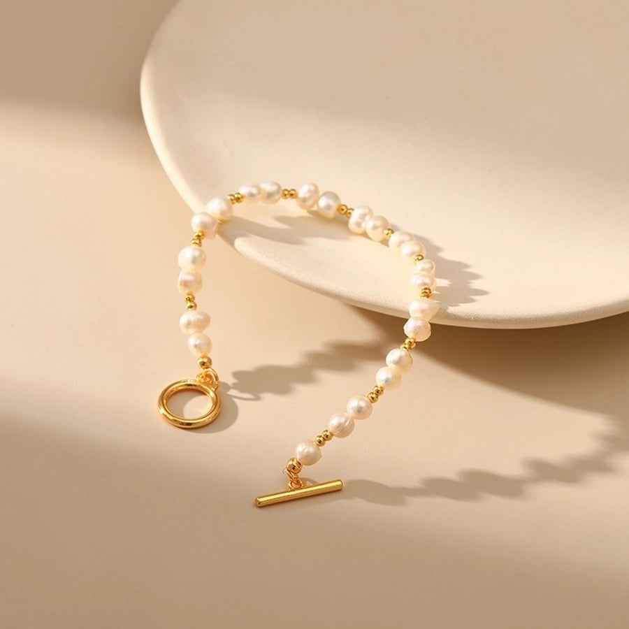 Freshwater pearl copper 18k gold plated bracelets