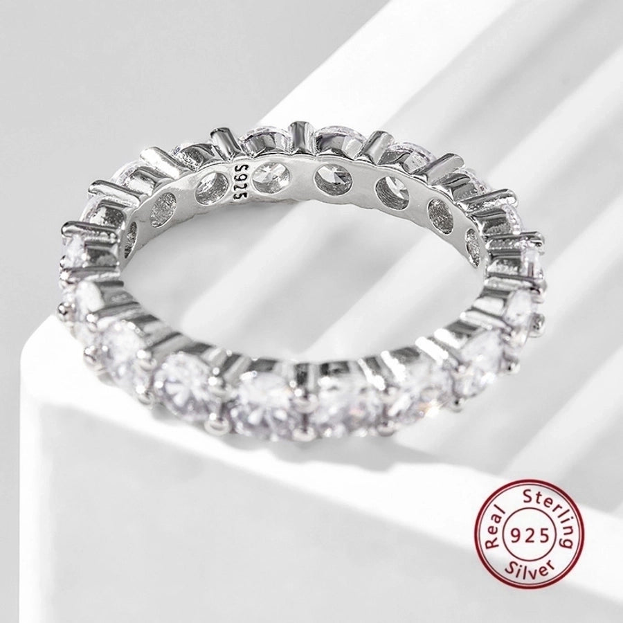 White Gold Plated 925 Sterling Silver Zircon Solid Color Rings