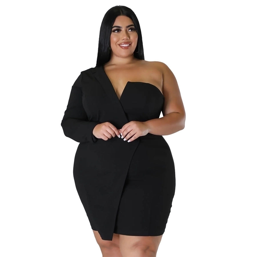 One shoulder asymmetric plus size mini dress