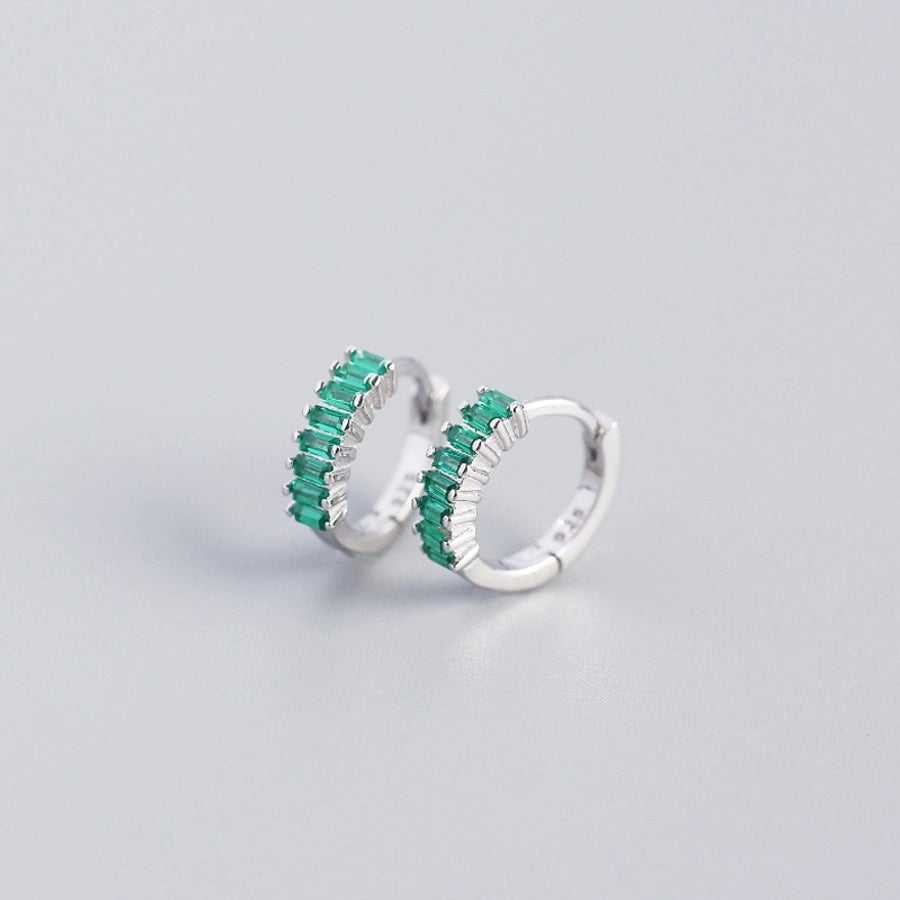 925 Sterling Silver Gem Geometric Studs