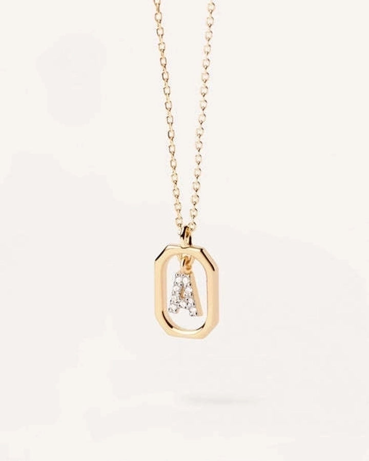 925 Sterling Silver Zircon letter pendant Necklace