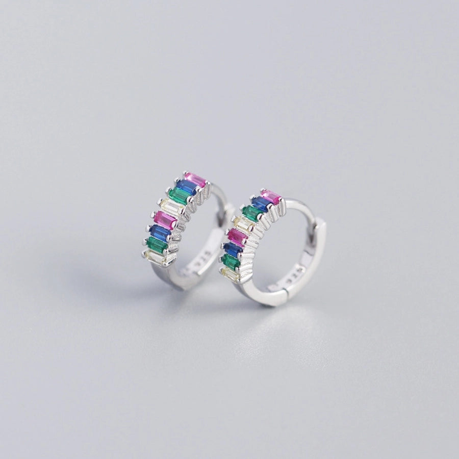 925 Sterling Silver Gem Geometric Studs