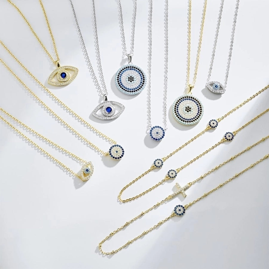 925 Sterling Silver Chain Devil'S Eye Pendant Necklace