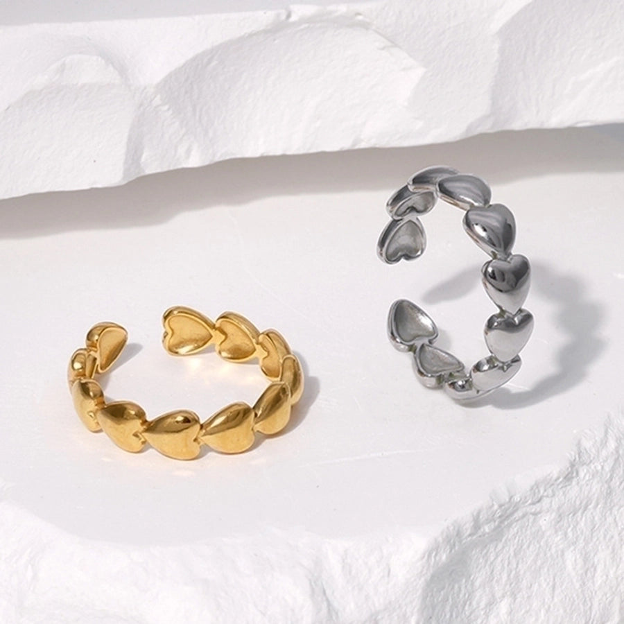 Sweet Heart Shape 304 Stainless Steel 18K Gold Plated Rings