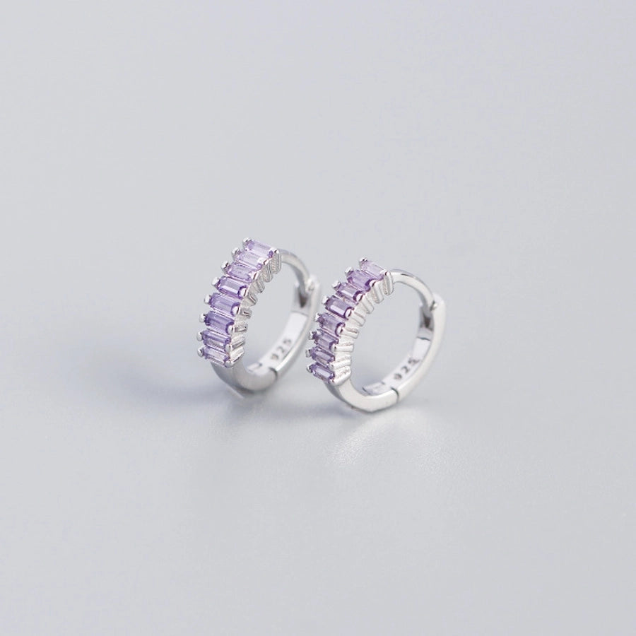 925 Sterling Silver Gem Geometric Studs