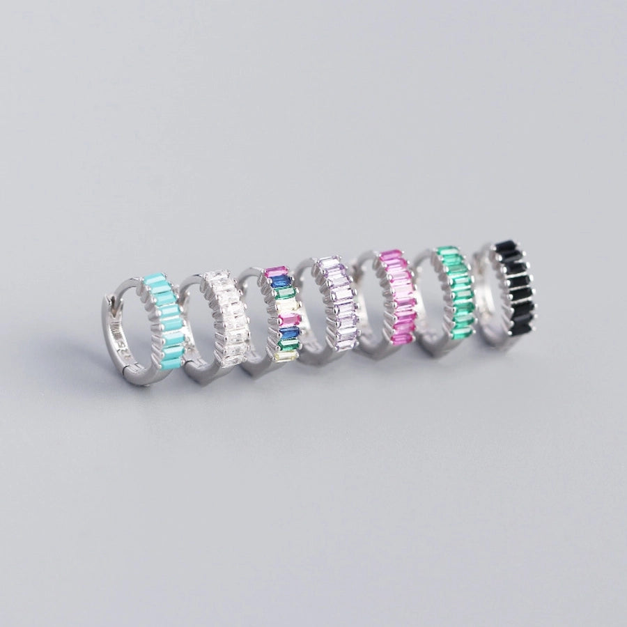925 Sterling Silver Gem Geometric Studs