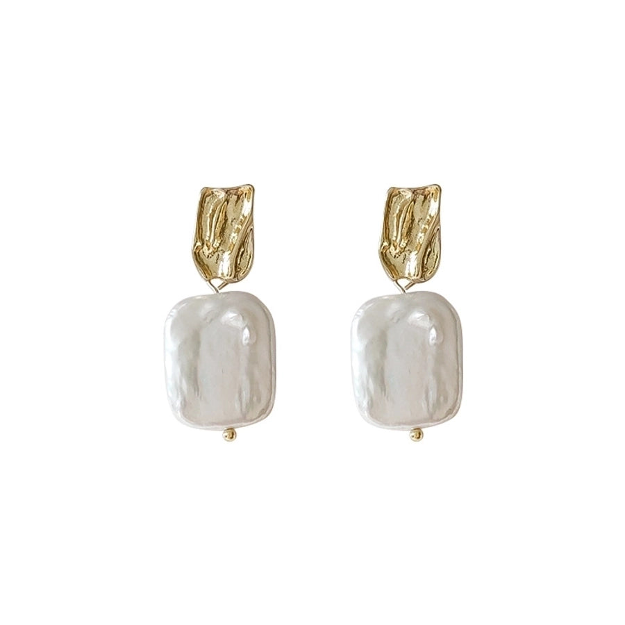 Freshwater Pearl Copper Geometric Drop Earrings