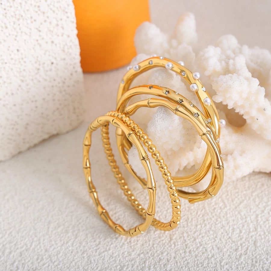 Baroque Style 18K Gold Plated Artificial Pearls Bangle