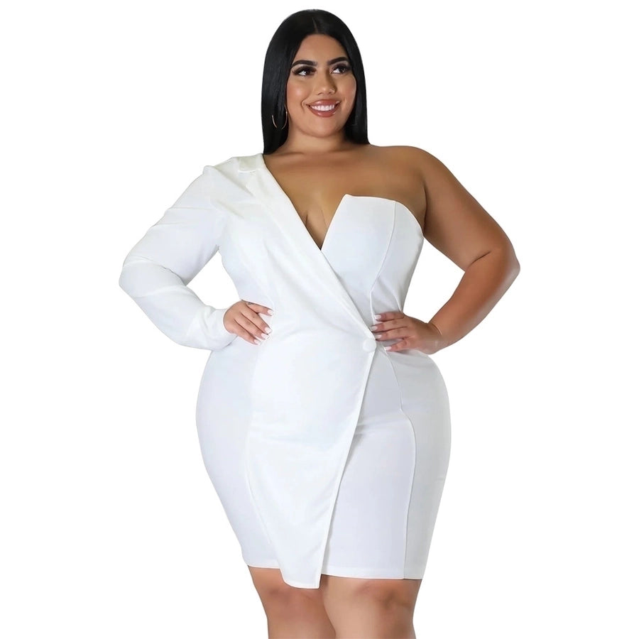 One shoulder asymmetric plus size mini dress