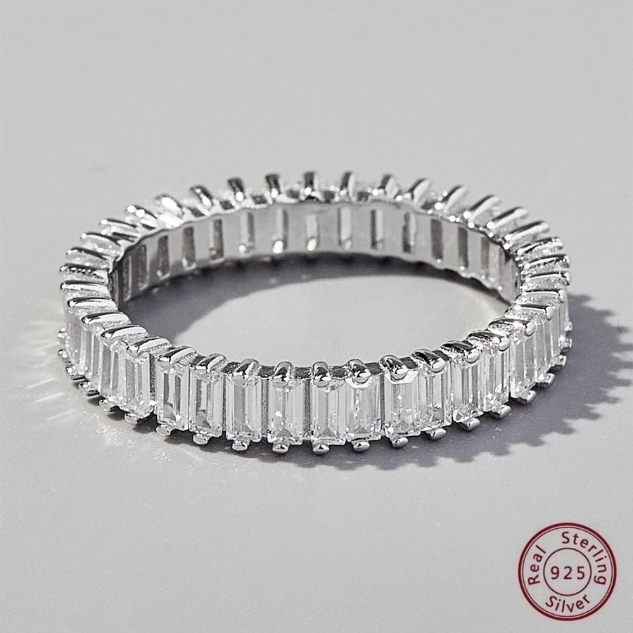White Gold Plated 925 Sterling Silver Zircon Solid Color Rings